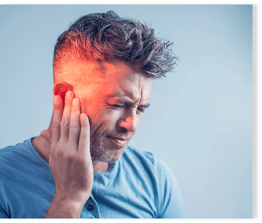 Man with tinnitus pain