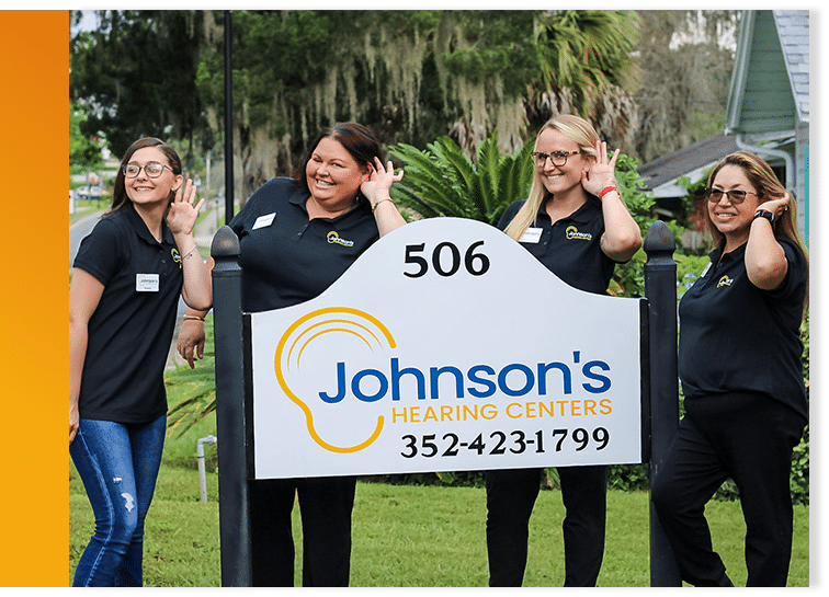 Johnson's Hearing Centers fun group photo of the staff outside the Inverness, FL office